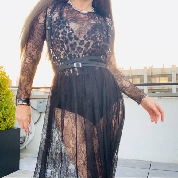 Zara Transparent Black Lace Tutu Mesh Midi Dress - Picture 7 of 16